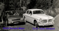 Vihdoin eka oma AUTO, Volvo Amazon -69, vuonna 72.  Vierellä isän Rellu, joka oli minullakin vähän aikaa.
