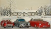 hienot urheiluautot,   Bandai Triumph TR 3-52,   MB 300 SL -54,   Distler Porsche -54.  Porsche ja MB saatu tutuilta.  Fine sport cars.