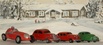 kumiset: Auburn   Indy Maserati-39,  Ford-35, Odlsmobile-37,  Dodge-40.   Old rubber toy cars.
